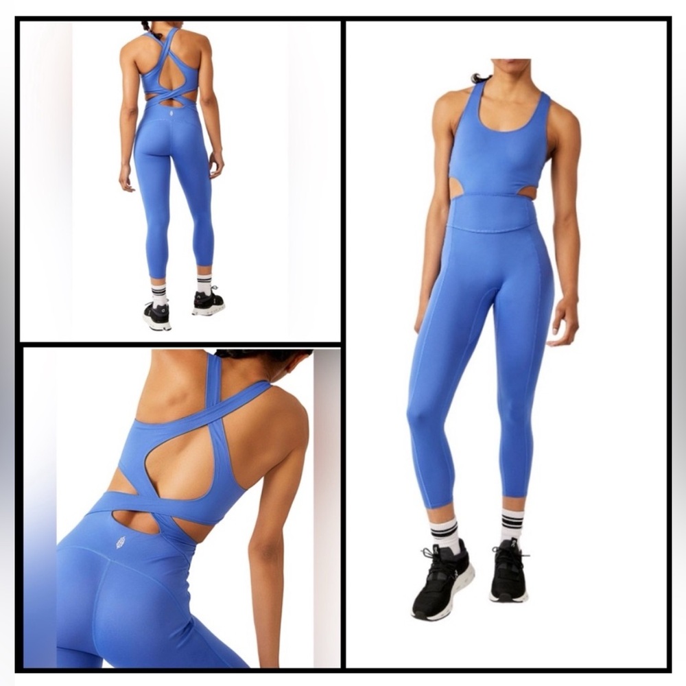 NWT Free People Back it Up Onesie in Pool Blue